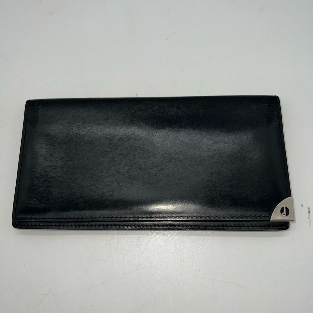 Dunhill Wallet Purse Long Wallet D Logos Black Silver Authentic